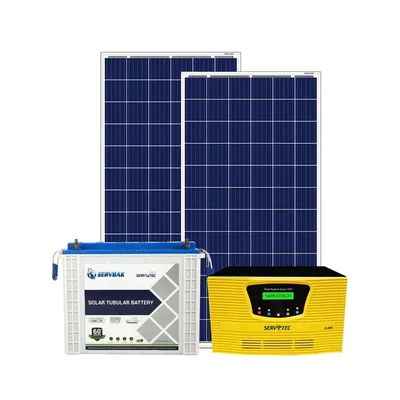Servotech Solar 1kW MPPT Inverter with Battery, 335W Poly Panel (2 Year, 5 Years Battery, 25 Years Performance Warranty)