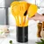 Heat Resistant Silicon 8 Pcs Kitchen Utensils Set with Storage Barrel