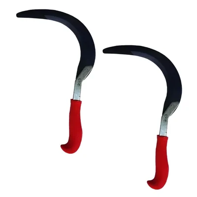 Single Edge Sickle of 8 inch Carbon Steel Blade with Plastic Handle (Pack of 2)