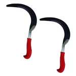 Single Edge Sickle of 8 inch Carbon Steel Blade with Plastic Handle (Pack of 2)