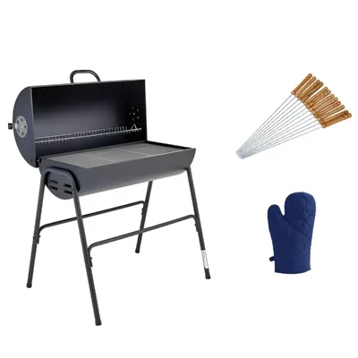 Wellberg Premium Quality Smoke fire Barbeque Grill With Skewers and Gloves  