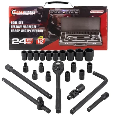 FORCEKRAFT 24-Piece 1/2 Inch Drive Socket Wrench Set (FK-4245B5MPB) 