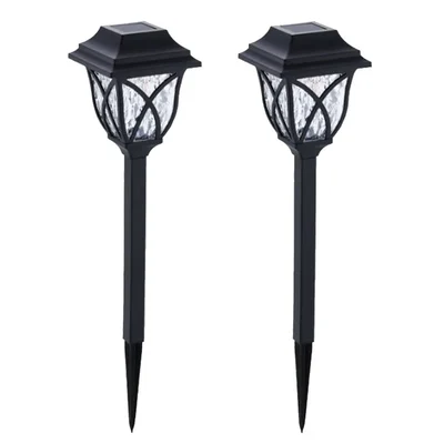 GIGAWATTS Solar Crystal Lawn Light Garden Landscape Lighting Sun Powered Lanterns for Garden, Pathway, Driveway(Pack of 2)
