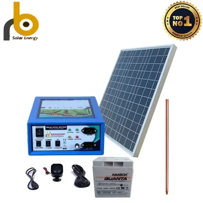 RB Solar 15 KV Zatka Machine to Cover 50 Acre Area with Battery, Solar Panel and Earthing Rod