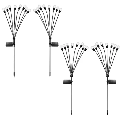 GIGAWATTS White Colour 4 Pcs Firefly 8 LED Solar Garden Light Automatic Waterproof Festival Decoration Lamp for Outdoor