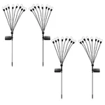 GIGAWATTS White Colour 4 Pcs Firefly 8 LED Solar Garden Light Automatic Waterproof Festival Decoration Lamp for Outdoor