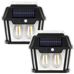 GIGAWATTS Outdoor Solar Wall Light with Motion Sensor Wireless Auto Chargeable for Front, Porch, Fence, Garage (Pack of 2)