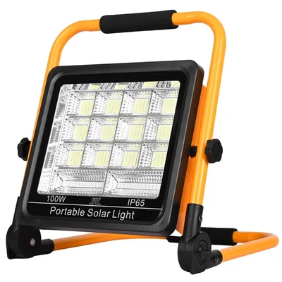GIGAWATTS Solar Flood Light 100W Smart Bright Multi-Functional Cool White for Outdoor, Indoor, Emergency, Garden & Camping