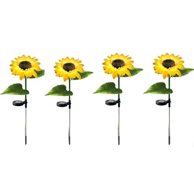 GIGAWATTS 4 Pcs Sunflower 8 LED Solar Garden Light Automatic Decorative Flowers Pot Lamp for Balcony Lawn Outdoor