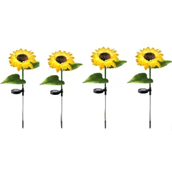 GIGAWATTS 4 Pcs Sunflower 8 LED Solar Garden Light Automatic Decorative Flowers Pot Lamp for Balcony Lawn Outdoor