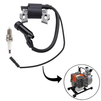 Spark Plug and Coil with Plug Cap Suitable for 2 Stroke 52cc, Petrol Water Pump