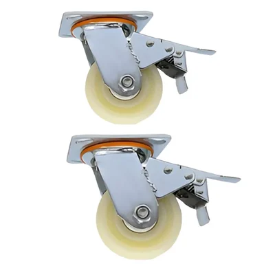 Suwas Trolley 4 x 2 Inch Pack Of 2 Nylon Caster Wheel With 300 Kg Load Capacity (Swivel With Brake) | 6 Months Warranty