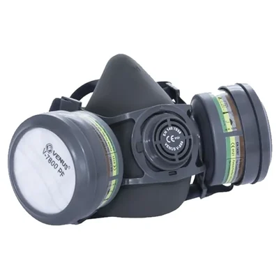 VENUS V-800 Half Face Reusable Respirator Mask with V-7800 ABEK1 P2R Multigas Filter Cartridge - CE Approved Protection, 120530901