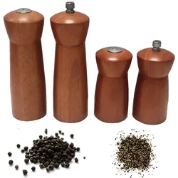 Premium Quality Traditional Wooden Spice Mill Grinder and Salt Shaker, Set of 4 inch and 6 inch (10.16 cm & 15.24 cm)