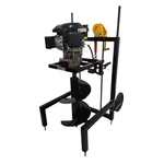 MECSTROKE Heavy Duty 4 Stroke 196 CC Commercial Trolley Earth Auger | Post Hole Digger With 12 Inch Double Spiral Bit 