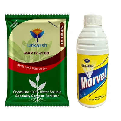 Utkarsh Flowering Fertilizer Combo Pack | Mono Ammonium Phosphate (MAP 12:61:00)(900g) + Marvel(1L)