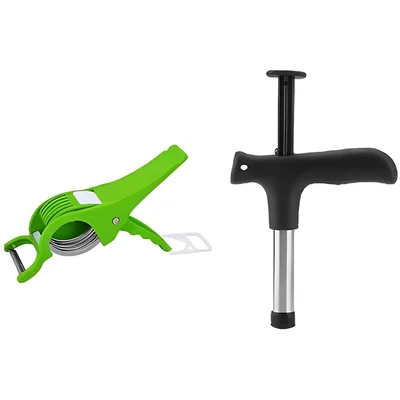 Manual Vegetable and Fruit Cutter Peeler and Coconut Driller Combo