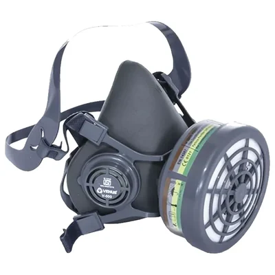 VENUS V-500 ISI Approved Half Face Reusable Respirator Mask & V-7500 ABEK1 Multigas & Particulate Threaded Filter Combo