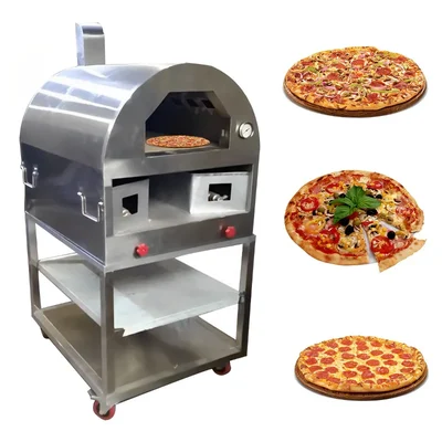 Commercial 30x36x58 Inch Wood and Gas Fired Stainless Steel Pizza Oven With Folding Table