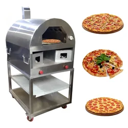 Commercial 30x36x58 Inch Wood and Gas Fired Stainless Steel Pizza Oven With Folding Table