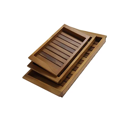 Wooden Serving Tray for Home and Kitchen (Pack of 3)
