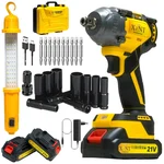 XLNT 12.7mm (1/2") 21V BL Cordless 650 Nm Max. Torque Impact Wrench With Battery, Charger, Impact Sockets, Screwdriver Bits & LED Work Light (XTCIWL136)