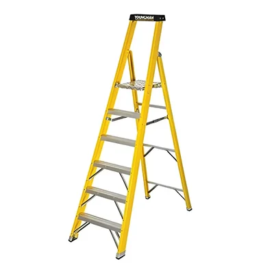 Youngman FRP Fiberglass 5 Steps (1.5m) Swing Type - Platform Ladder (5 Steps + Platform)