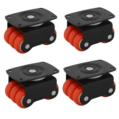 Ackwheel (A-19) Plate Type 36 mm Flat Radius Steel & Plastics Mini Six Caster Wheel (Pack of 4)