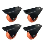 Ackwheel (A-32) Plate Type 38 mm Height Steel & Plastics Flat Fix Caster Wheel (Pack Of 4)