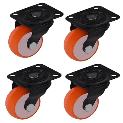 Ackwheel (A-40) Plate Type 38 mm Height Steel & Plastics Flat Radius Puff Caster Wheel (Pack of 4)