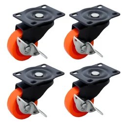 Ackwheel (A-48) 64mm Plate type PPCP Steel & Plastics Radius Flat Puff Caster Wheel With Break (Pack of 4)