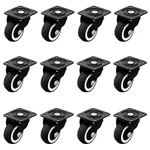 Ackwheel (A-63) Premium Quality Plate Type 38mm Height Steel & Plastics Radius Flat Rotating Plate Puff Castor Wheel (Pack of 12)