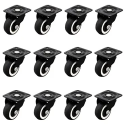 Ackwheel (A-63) Premium Quality Plate Type 38mm Height Steel & Plastics Radius Flat Rotating Plate Puff Castor Wheel (Pack of 12)