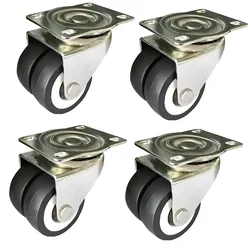 Ackwheel (A-78) Plate Type 64 mm Height Flat Radius Duel Bearing Double Puff Castor Wheel (Pack of 4)