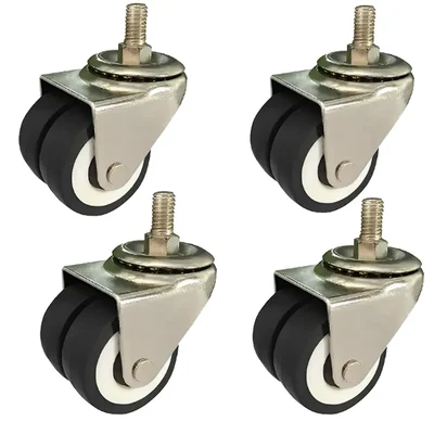 Ackwheel (A-79) 68 mm Height Flat Radius Thread Type Duel Bearing Double Puff Castor Wheel (Pack of 4)