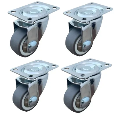 Ackwheel (A-92) Plate Type 40 mm Height Flat Radius 360° Rotating Plate Puff Castor Wheel (Pack of 4)