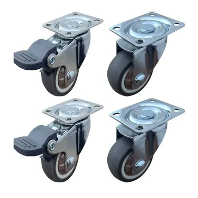 Ackwheel (A-94) 2 Pcs Brake Type & 2 Pcs Swivel Type 360° Rotating Castor Wheel (Pack of 4)
