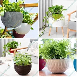 6 Pcs ABS Plastic Hanging Plant Pots with Stainless Steel Chain for Home, Office & Garden 