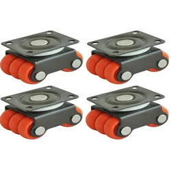 Ackwheel 14 mm (0.5 inch) Nano Sixer Caster Wheels for Furniture with Plate, 50 kg Load Capacity, A-103 (Set of 4)