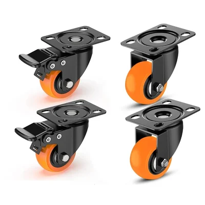 Ackwheel 3 inch (75 mm) Plate Type Puff Caster Wheel, 360 kg Load Capacity, A-107 (Set of 4)