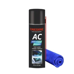 UNIESHINE AC Vent and Duct Cleaner Foam Spray 500ml Odour Neutralizer with Pipe and Microfiber Cloth Pack of 1 (‎Pro AC Foam)