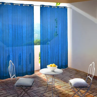 HIPPO 180 GSM, 3FT X 7.5FT (2Pcs) HDPE Outdoor Eyelet Curtain for Balcony, UV Protection Curtains(Color-Electric-Blue)
