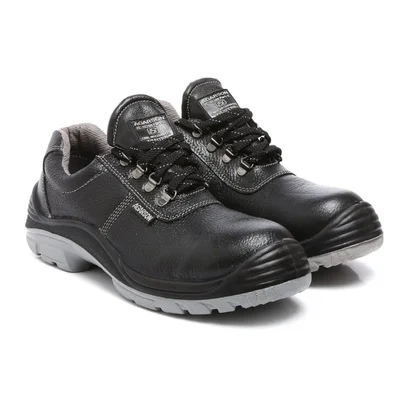 Agarson DUSTER Steel Toe Safety Shoes Low Ankle PU Sole Dual Density Black Full Grain Leather(Size-6)