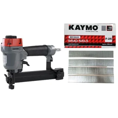Kaymo 10-32 mm Pneumatic Brad Nailer (ECO-PB18G32) With 5000 Pcs 18 Gauge Brad Nails Combo (BR18G25)