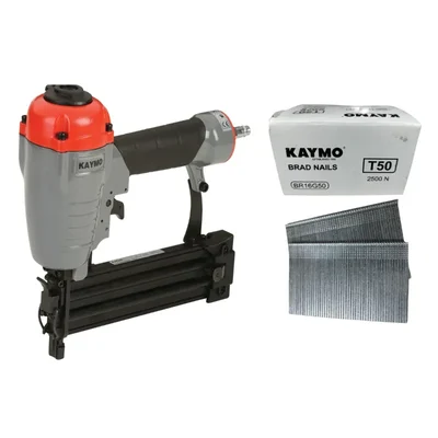 Kaymo 25-50mm Pneumatic Air Brad Nailer (ECO-PB16G50UD) With 50mm Brad Nails Combo (BR16G50)