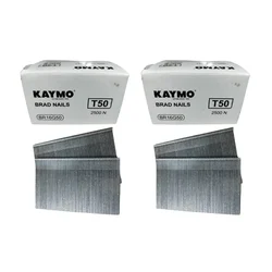 Kaymo Pack of 2, T-50 16 Gauge Brad Nails, 50mm Length - Fasteners for Woodworking and Carpentry (BR16G50)
