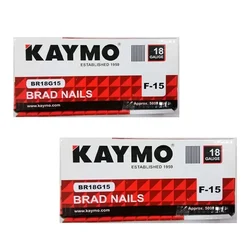 Kaymo Pack of 2, F-15 18 Gauge 15mm Brad Nails - Precision Fasteners for Trim Work and Fine Woodworking (BR18G15)