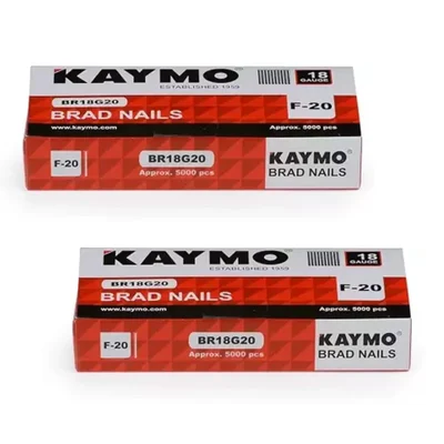 Kaymo Pack of 2, F-20 18 Gauge Brad Nails, 20mm - Fasteners for Carpentry and Woodworking (BR18G20)