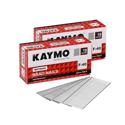 Kaymo Pack of 2, F-40 18 Gauge Brad Nails, 40mm - Strong Fasteners for Carpentry and Trim Work (BR18G40)