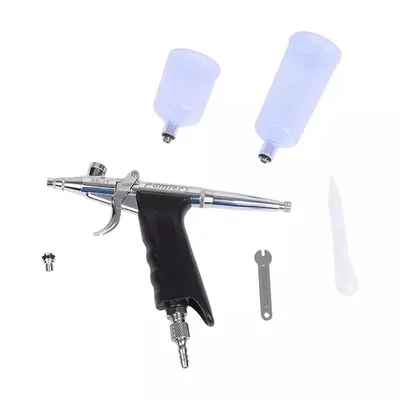 Premium Quality Airbrush Spray Pen Gun 0.3mm Nozzle 15-50 PSI Gravity Feed Dual Cup Makeup Tattoo Bakery Set